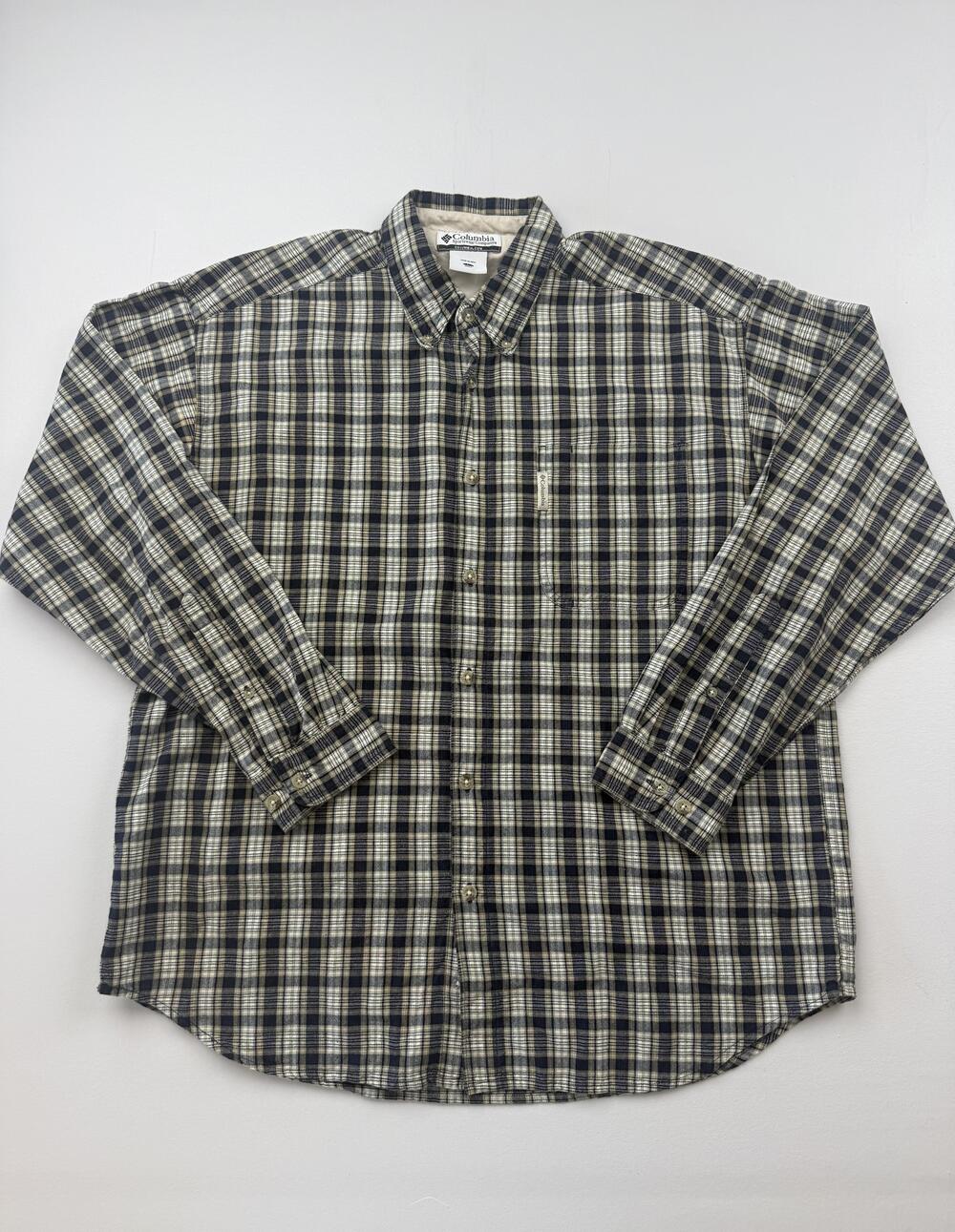 Columbia Shirt Mens Large Blue Plaid Long Sleeve Button Up Casual Outdoor Hiking